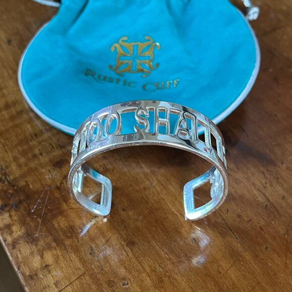 GIFT BAG INCL Rustic Cuff This Too Shall Pass Silvertone Stainless Cuff Bangle - Picture 5 of 6
